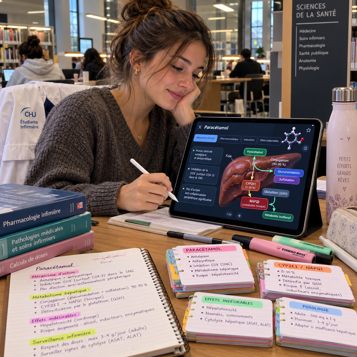 Révision sur iPad et fiches imprimées en bibliothèque