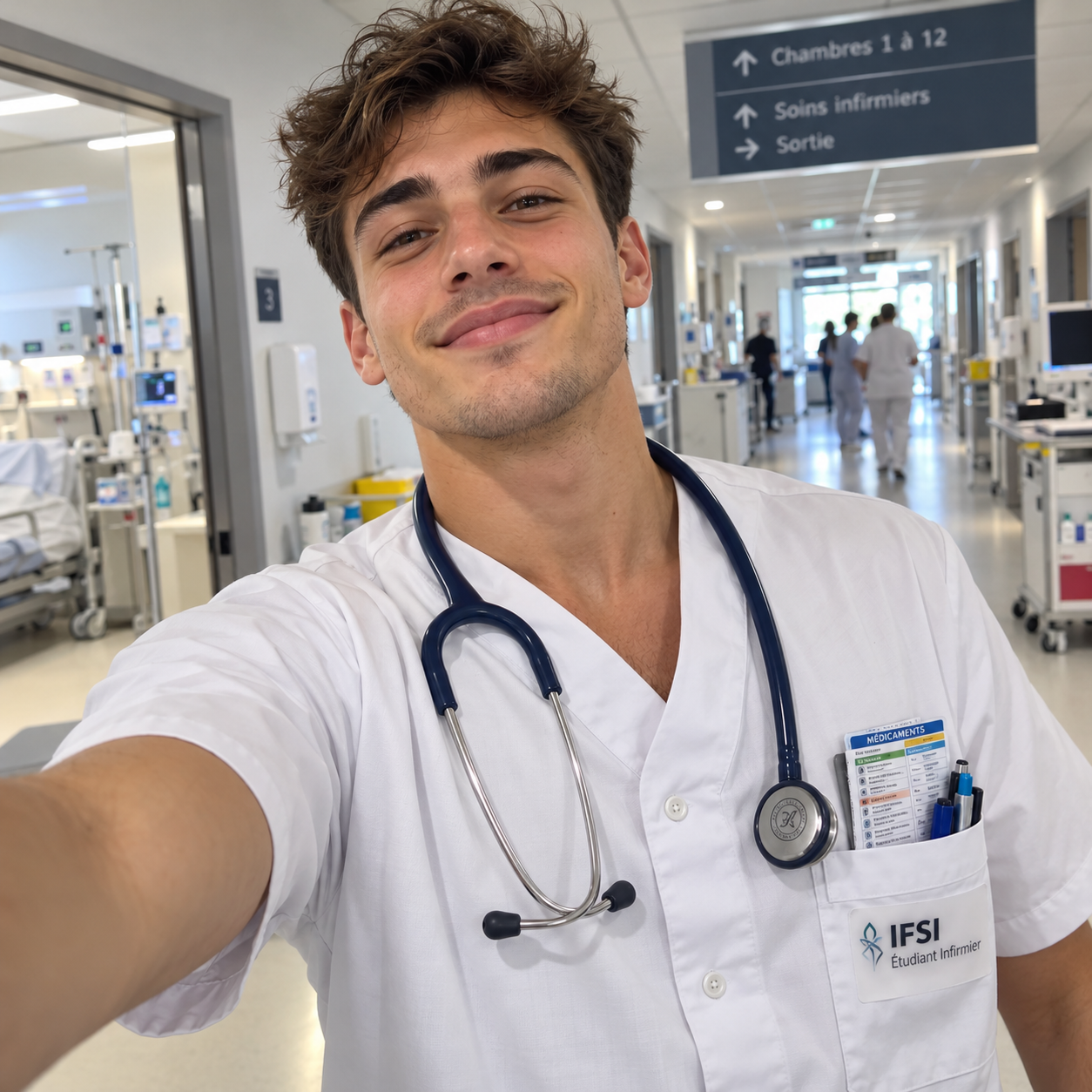 Lucas avec ses fiches de poche en stage à Paris